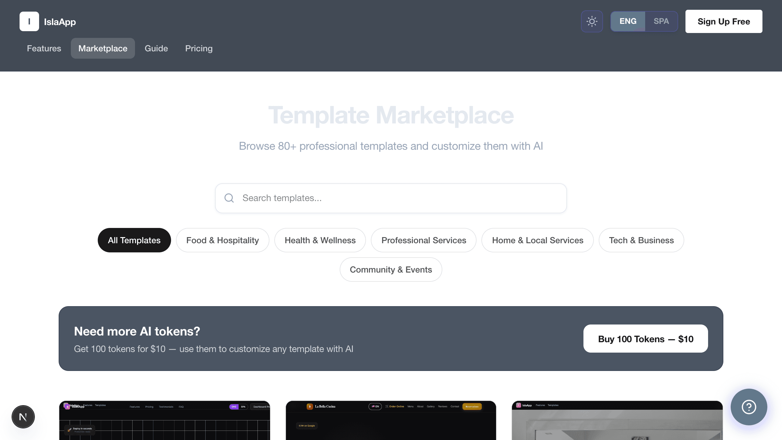 IslaApp template marketplace