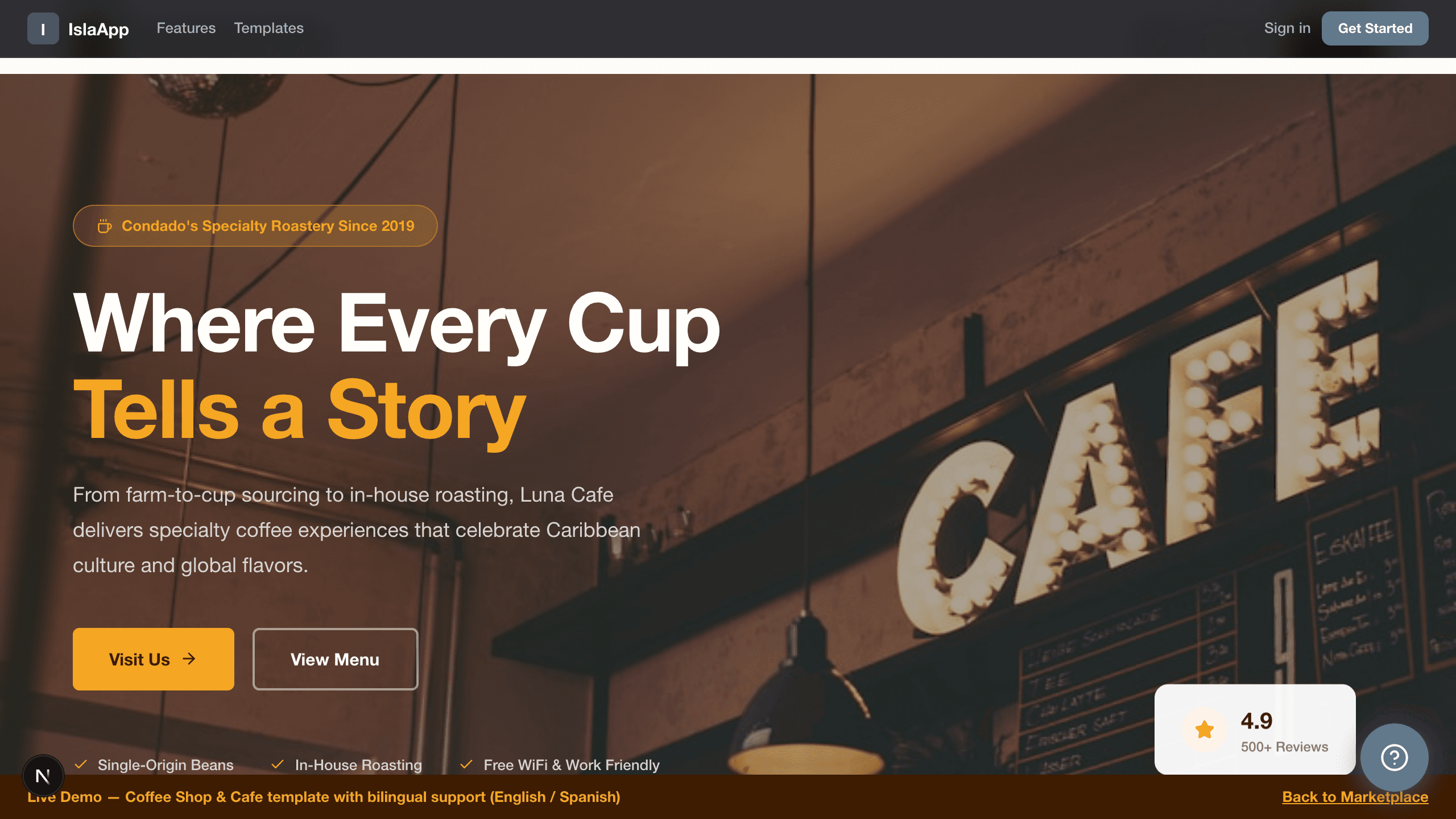 Published website live preview